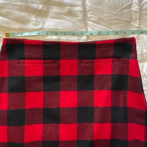 Talbots Petite Red‎ Black Plaid Wool Blend Mini Skirt - Size 6P - Picture 6 of 7